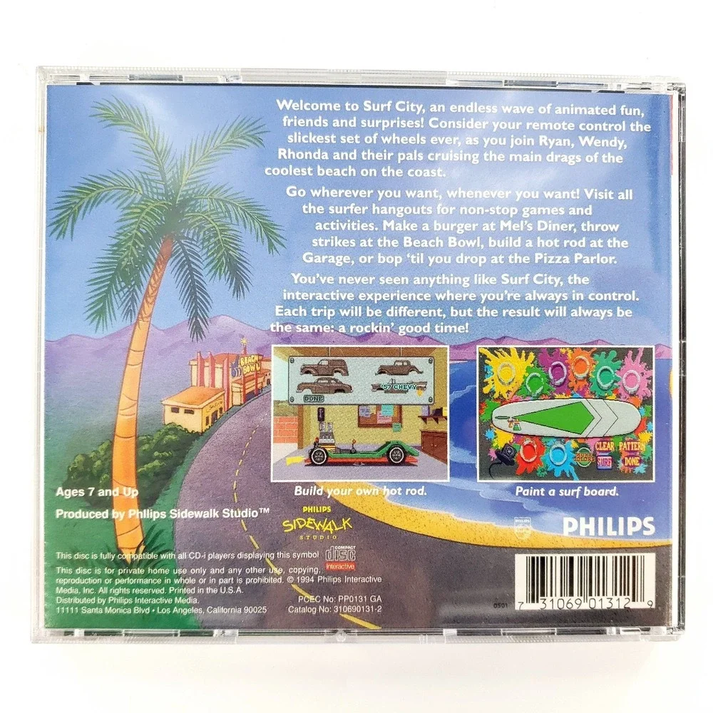 Surf City (Philips CD-i, 1994) Complete w/ Slip Cover Tested & Works